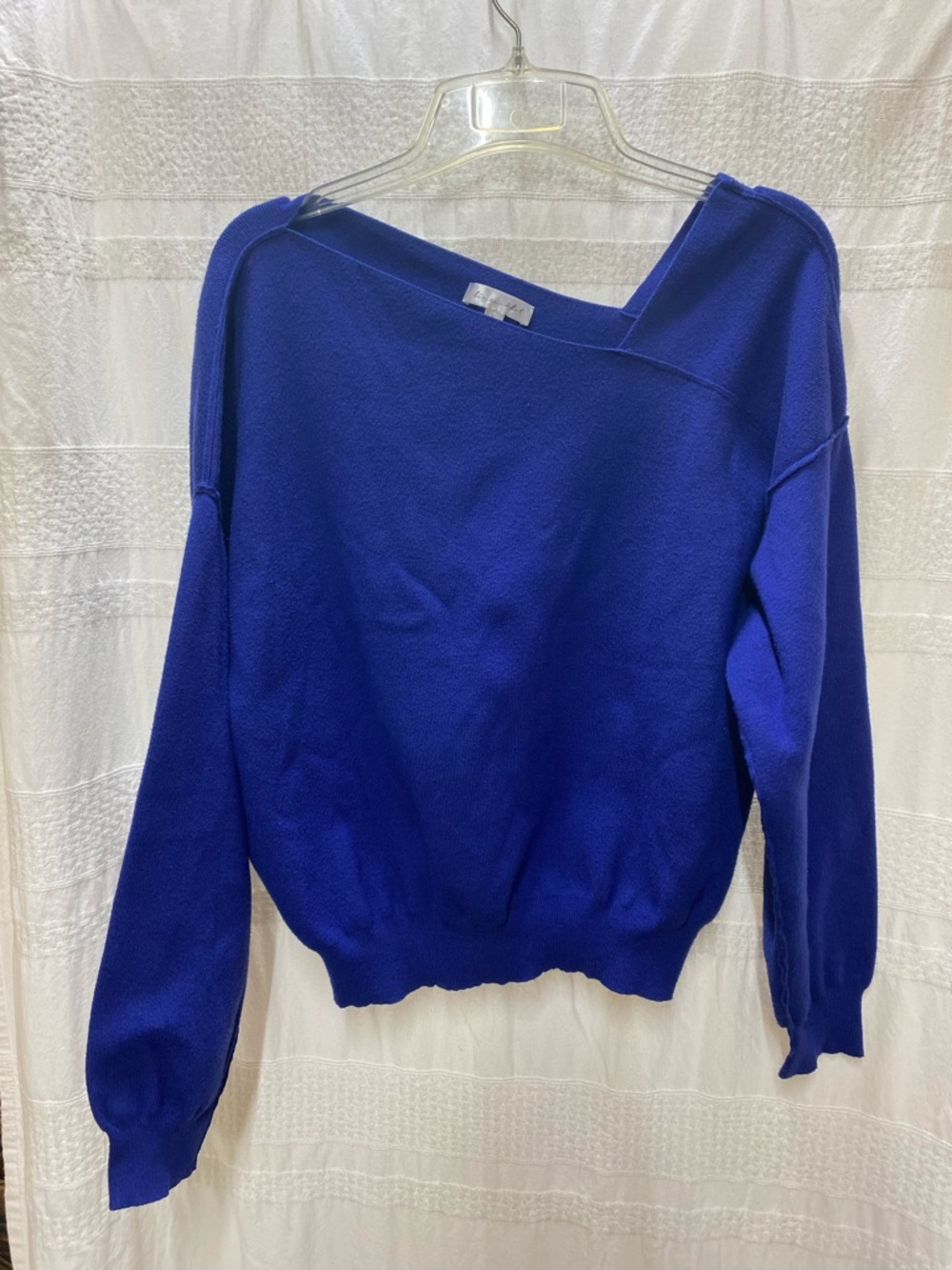 Line & Dot Cobalt Blue Off-the-Shoulder Sweater